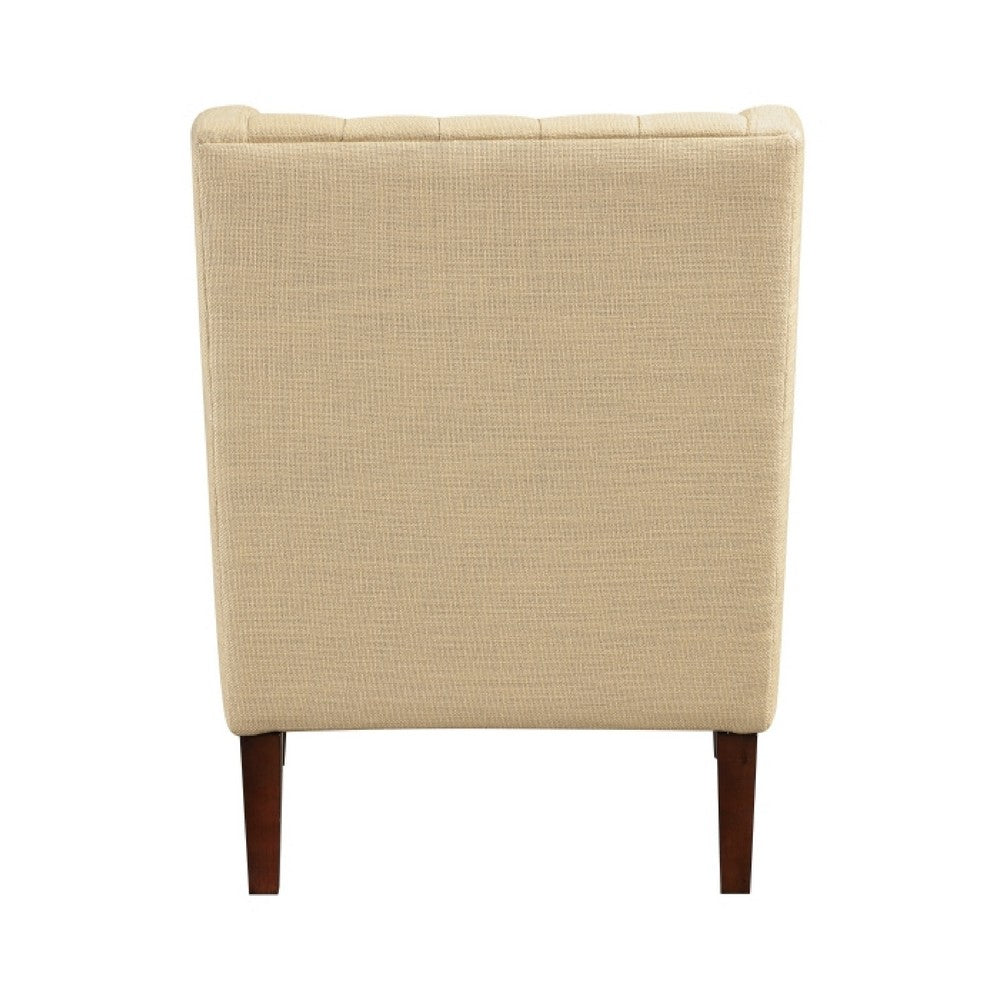 Russ Wingback Accent Chair, Foam Cushions, Tufted Beige Polyester, Brown - BM351899