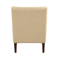 Russ Wingback Accent Chair, Foam Cushions, Tufted Beige Polyester, Brown - BM351899