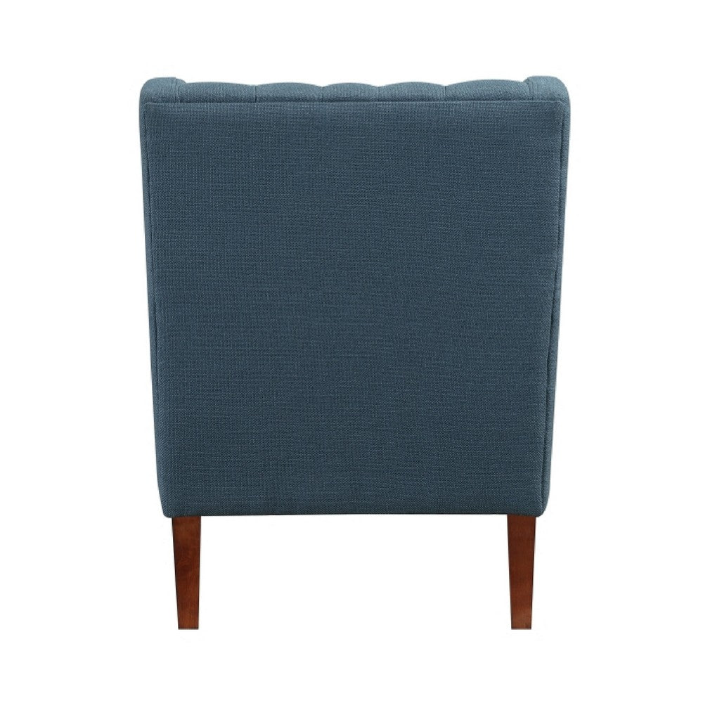 Russ Wingback Accent Chair, Foam Cushions, Tufted Blue Polyester, Brown - BM351900