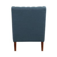 Russ Wingback Accent Chair, Foam Cushions, Tufted Blue Polyester, Brown - BM351900