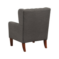 Russ Wingback Accent Chair, Foam Fill, Tufted Dark Gray Polyester, Brown - BM351901