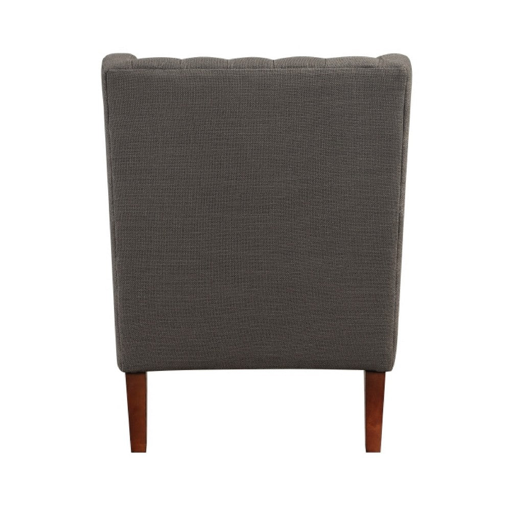Russ Wingback Accent Chair, Foam Fill, Tufted Dark Gray Polyester, Brown - BM351901