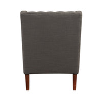 Russ Wingback Accent Chair, Foam Fill, Tufted Dark Gray Polyester, Brown - BM351901