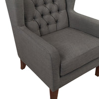 Russ Wingback Accent Chair, Foam Fill, Tufted Dark Gray Polyester, Brown - BM351901