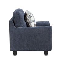 Beny Accent Chair w Pillow, Track Arms, Foam Fill Blue Chenille, Black - BM351902