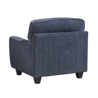 Beny Accent Chair w Pillow, Track Arms, Foam Fill Blue Chenille, Black - BM351902