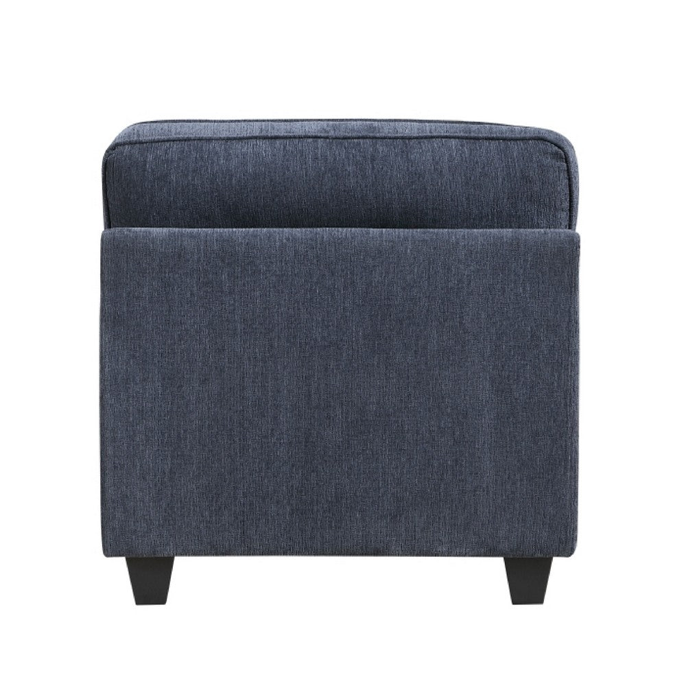 Beny Accent Chair w Pillow, Track Arms, Foam Fill Blue Chenille, Black - BM351902