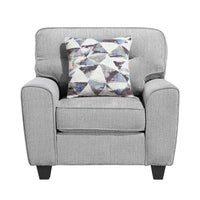 Beny Accent Chair w Pillow, Track Arms, Foam Fill Gray Chenille, Black - BM351905