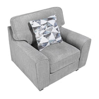 Beny Accent Chair w Pillow, Track Arms, Foam Fill Gray Chenille, Black - BM351905