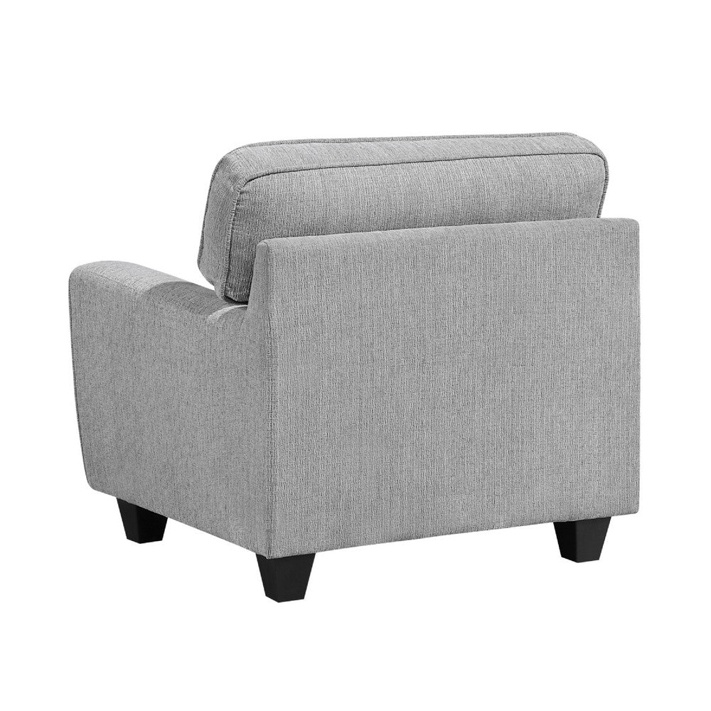 Beny Accent Chair w Pillow, Track Arms, Foam Fill Gray Chenille, Black - BM351905