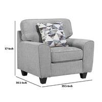 Beny Accent Chair w Pillow, Track Arms, Foam Fill Gray Chenille, Black - BM351905