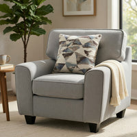 Beny Accent Chair w Pillow, Track Arms, Foam Fill Gray Chenille, Black - BM351905