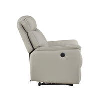 Lea Power Recliner Chair w USB, Foam Fill Light Gray Top Grain Leather - BM351908