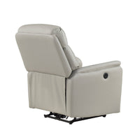 Lea Power Recliner Chair w USB, Foam Fill Light Gray Top Grain Leather - BM351908