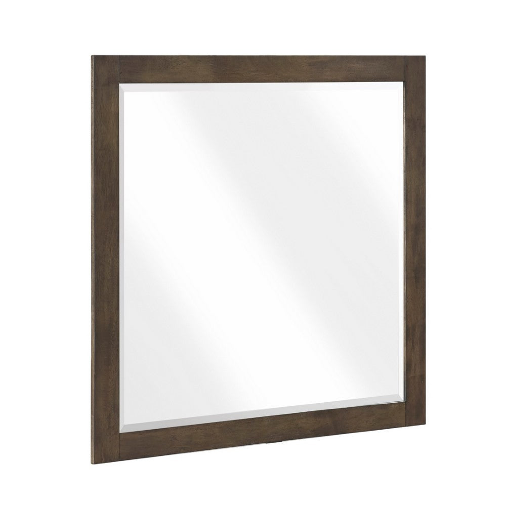 Ema Vanity Dresser Mirror, Rustic Dark WaLnut Brown Frame, 40 x 40  - BM351909