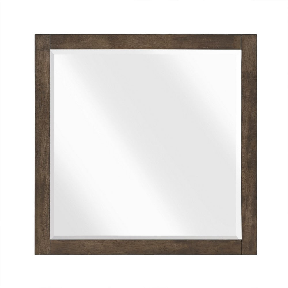 Ema Vanity Dresser Mirror, Rustic Dark WaLnut Brown Frame, 40 x 40  - BM351909