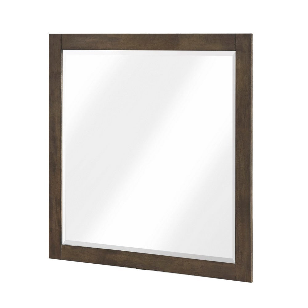 Ema Vanity Dresser Mirror, Rustic Dark WaLnut Brown Frame, 40 x 40  - BM351909