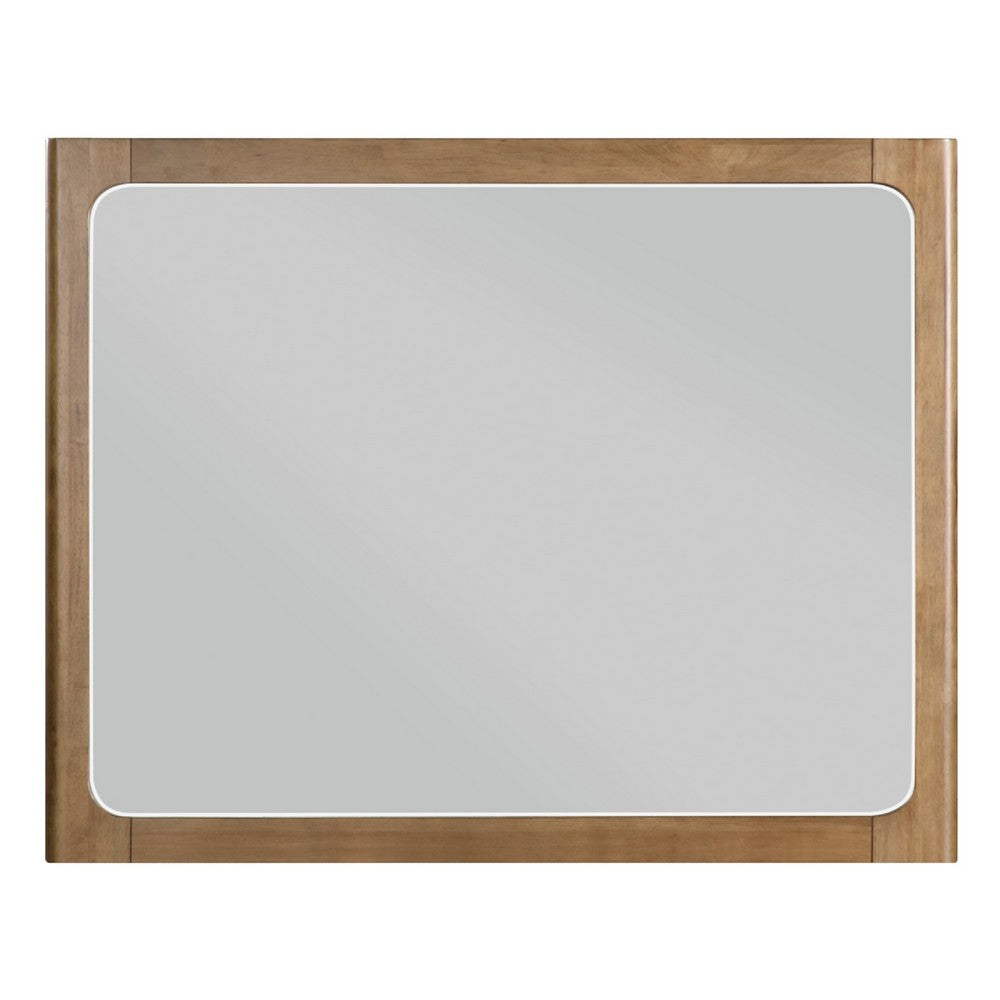 Cery Vanity Dresser Mirror, Light Brown Hickory Veneer Frame, 38 x 48 - BM351910