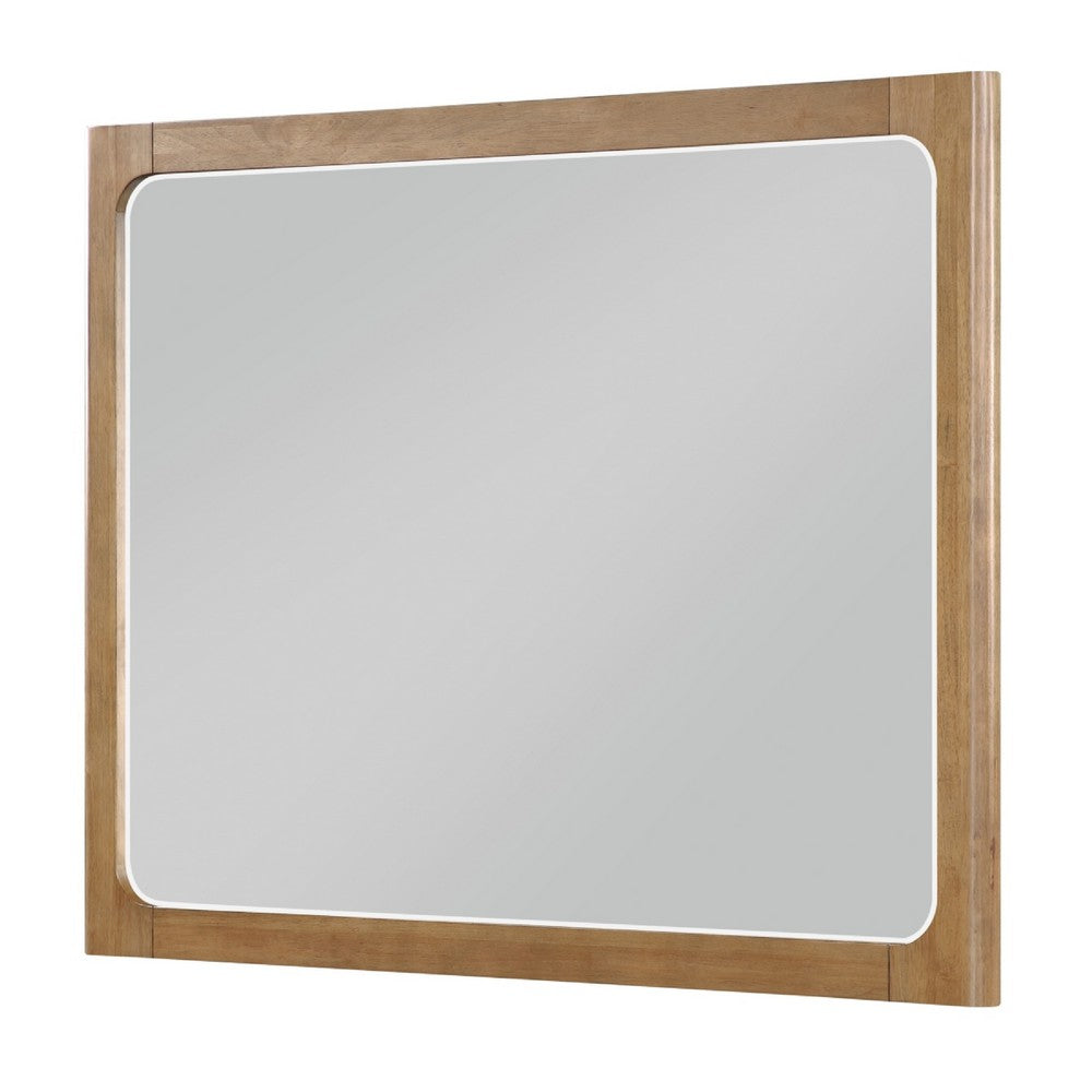 Cery Vanity Dresser Mirror, Light Brown Hickory Veneer Frame, 38 x 48 - BM351910
