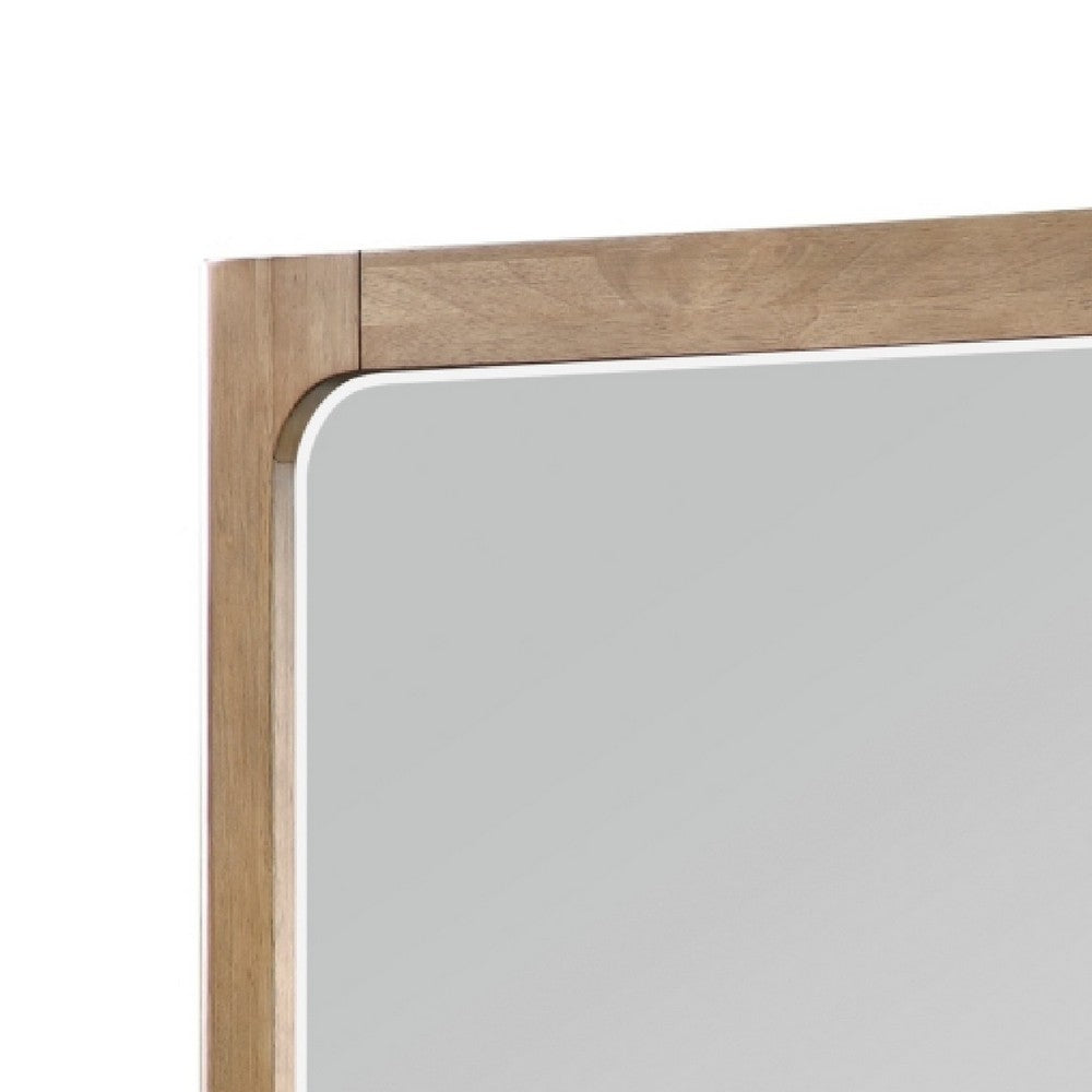 Cery Vanity Dresser Mirror, Light Brown Hickory Veneer Frame, 38 x 48 - BM351910