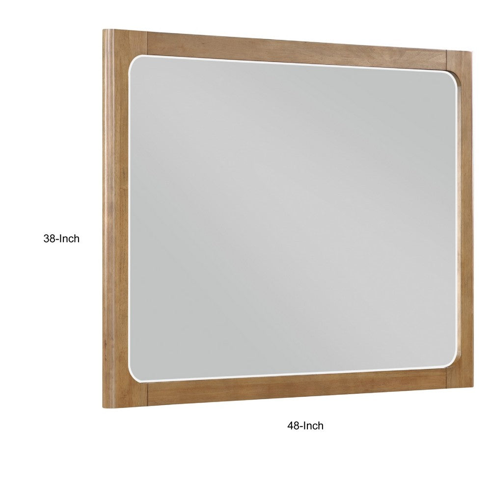 Cery Vanity Dresser Mirror, Light Brown Hickory Veneer Frame, 38 x 48 - BM351910