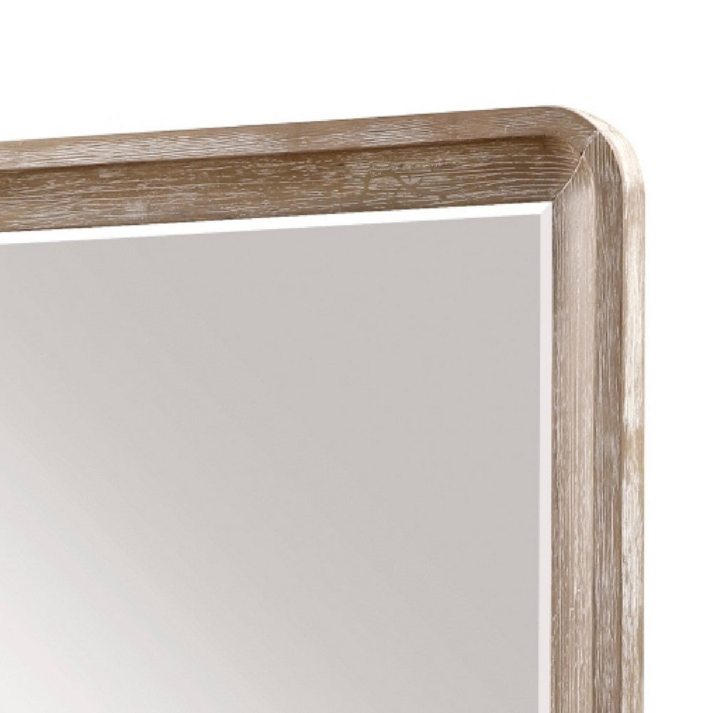 Wily Vanity Dresser Mirror, Natural Brown Oak Veneer Frame, 37 x 42 - BM351911