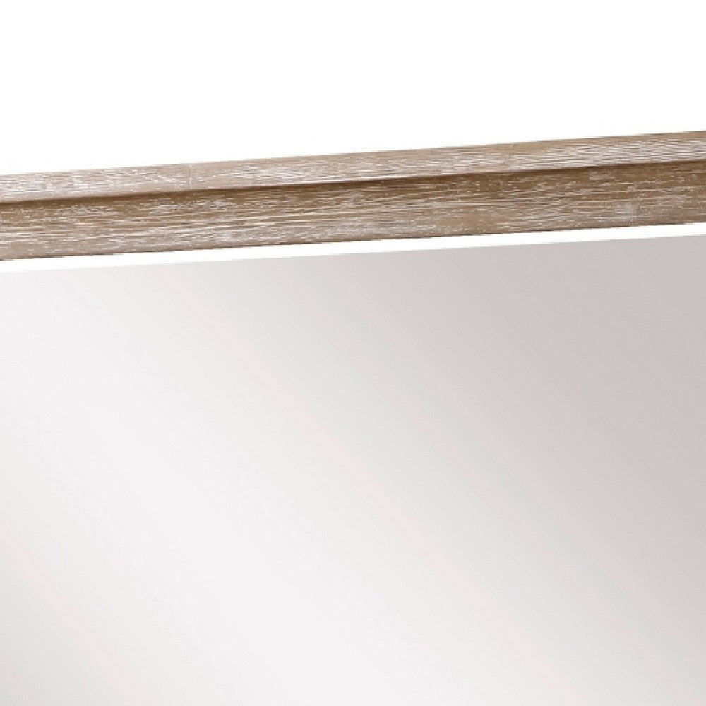 Wily Vanity Dresser Mirror, Natural Brown Oak Veneer Frame, 37 x 42 - BM351911