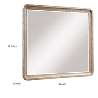 Wily Vanity Dresser Mirror, Natural Brown Oak Veneer Frame, 37 x 42 - BM351911