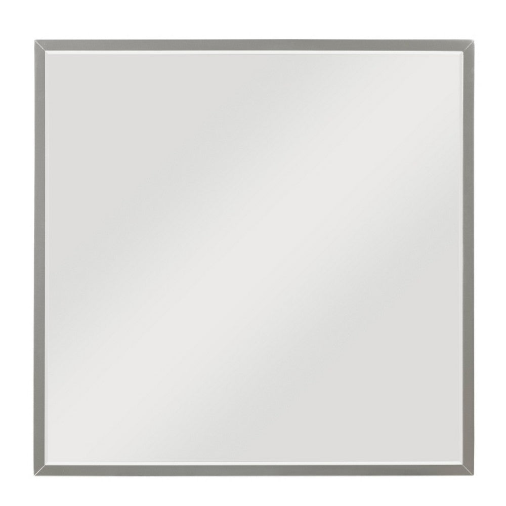 Lon Vanity Dresser Mirror with Beveled Edge, Pearl White  38 x 38 - BM351912