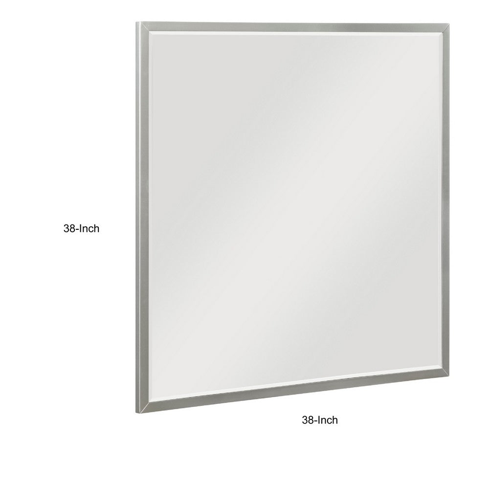 Lon Vanity Dresser Mirror with Beveled Edge, Pearl White  38 x 38 - BM351912