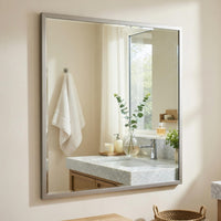 Lon Vanity Dresser Mirror with Beveled Edge, Pearl White  38 x 38 - BM351912