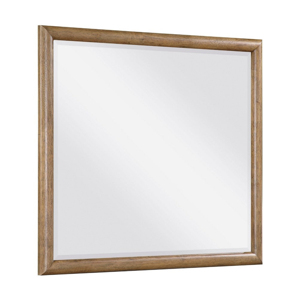 Seny Vanity Dresser Mirror, Brown Hickory Veneer Finish, 38 x 42 - BM351913