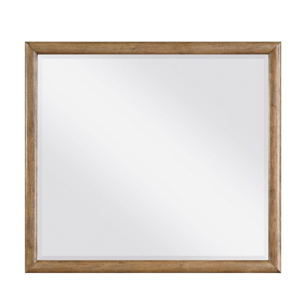 Seny Vanity Dresser Mirror, Brown Hickory Veneer Finish, 38 x 42 - BM351913