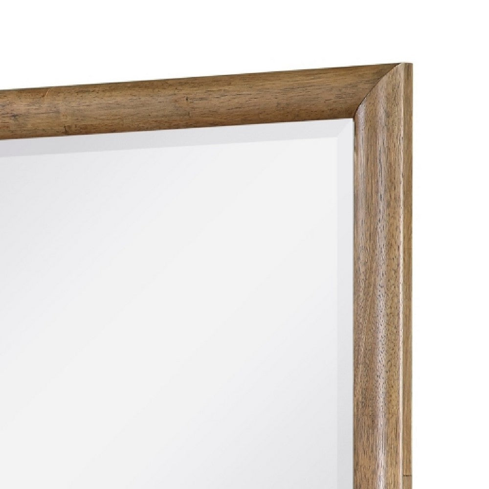 Seny Vanity Dresser Mirror, Brown Hickory Veneer Finish, 38 x 42 - BM351913