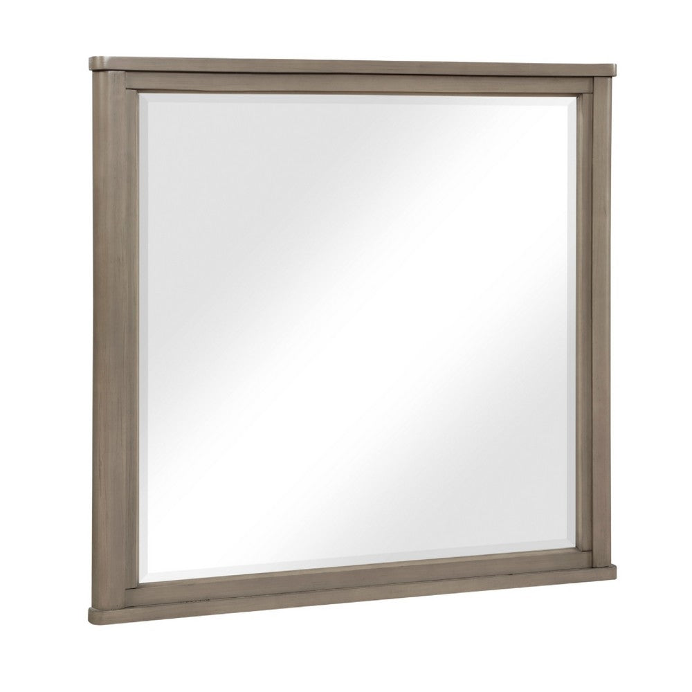 Dely Vanity Dresser Mirror, Light Gray Oak Veneer Frame, 40 x 41 - BM351914