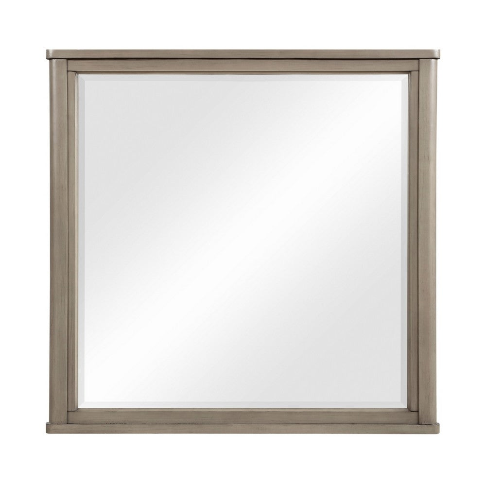 Dely Vanity Dresser Mirror, Light Gray Oak Veneer Frame, 40 x 41 - BM351914