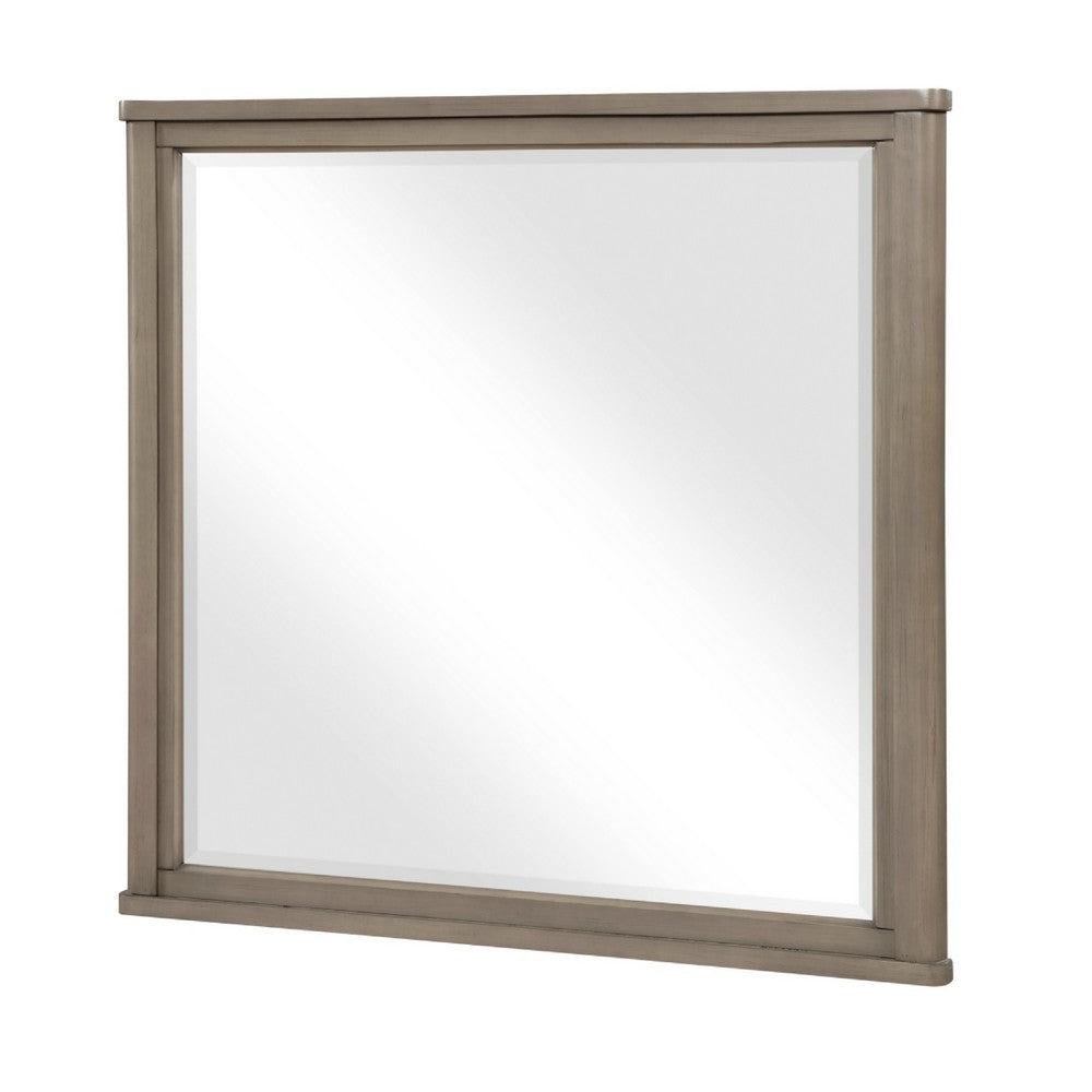 Dely Vanity Dresser Mirror, Light Gray Oak Veneer Frame, 40 x 41 - BM351914