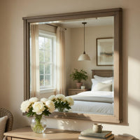 Dely Vanity Dresser Mirror, Light Gray Oak Veneer Frame, 40 x 41 - BM351914