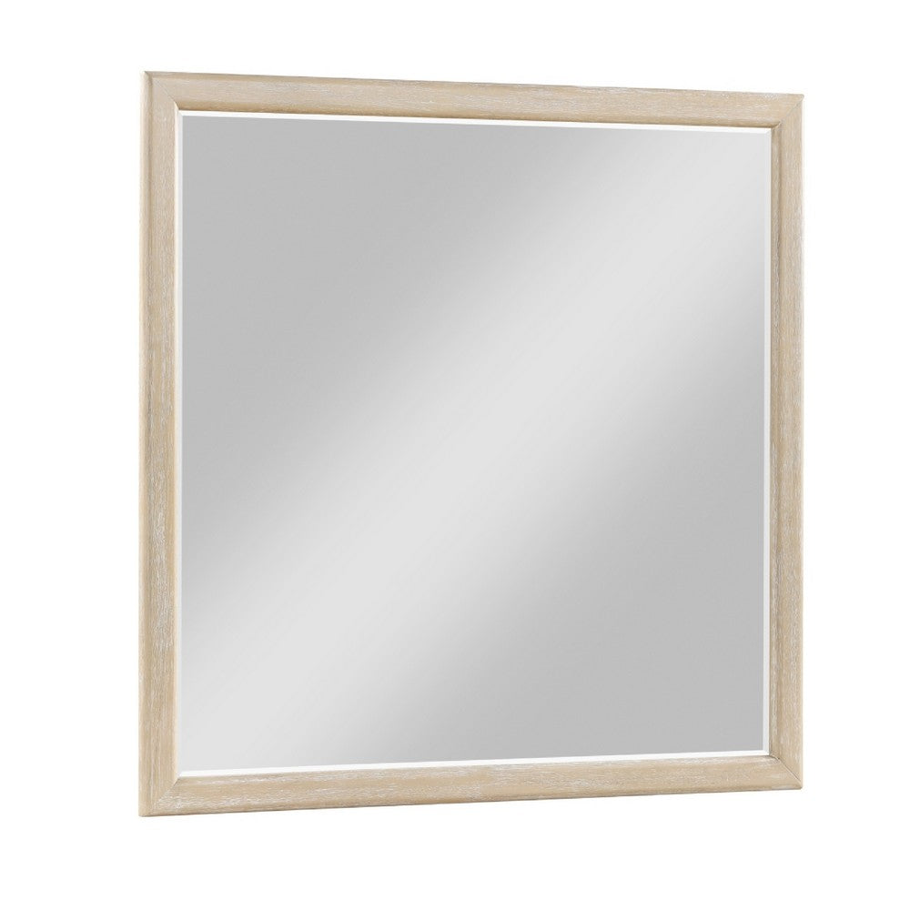 Ary Vanity Dresser Mirror, Light Gray Oak Veneer Frame, 38 x 38 - BM351915
