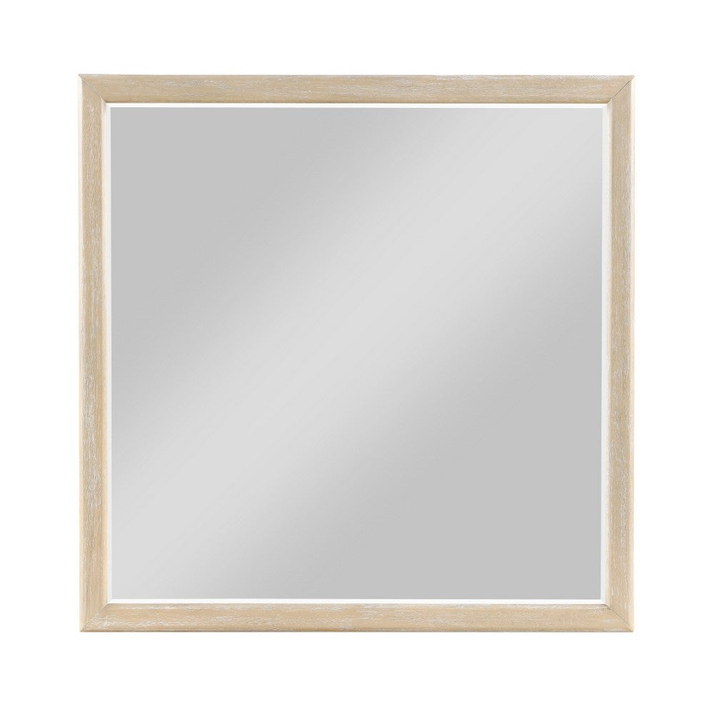 Ary Vanity Dresser Mirror, Light Gray Oak Veneer Frame, 38 x 38 - BM351915