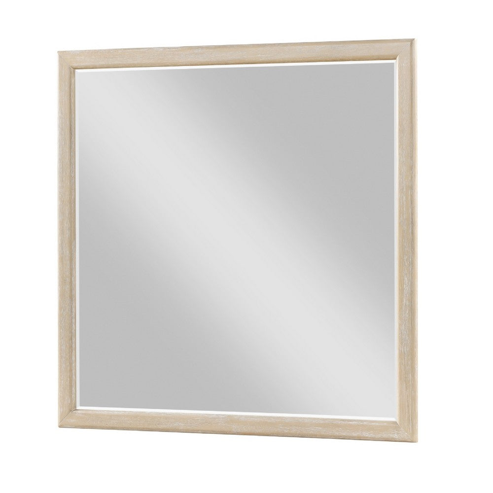 Ary Vanity Dresser Mirror, Light Gray Oak Veneer Frame, 38 x 38 - BM351915