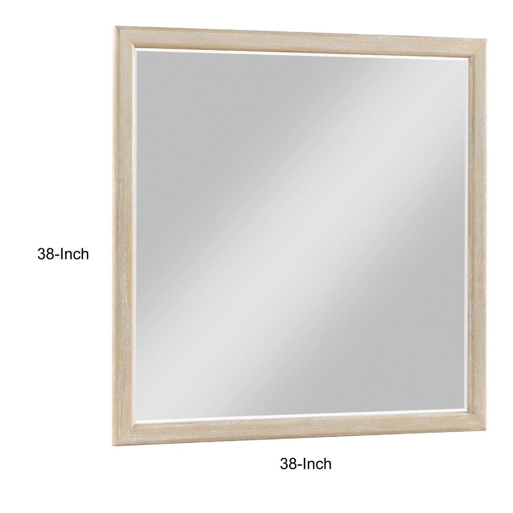 Ary Vanity Dresser Mirror, Light Gray Oak Veneer Frame, 38 x 38 - BM351915