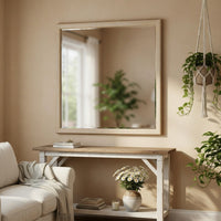 Ary Vanity Dresser Mirror, Light Gray Oak Veneer Frame, 38 x 38 - BM351915