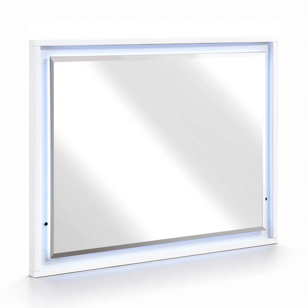 Oly Vanity Dresser Mirror, Glossy White Frame with LED, 37 x 47 - BM351916