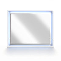 Oly Vanity Dresser Mirror, Glossy White Frame with LED, 37 x 47 - BM351916