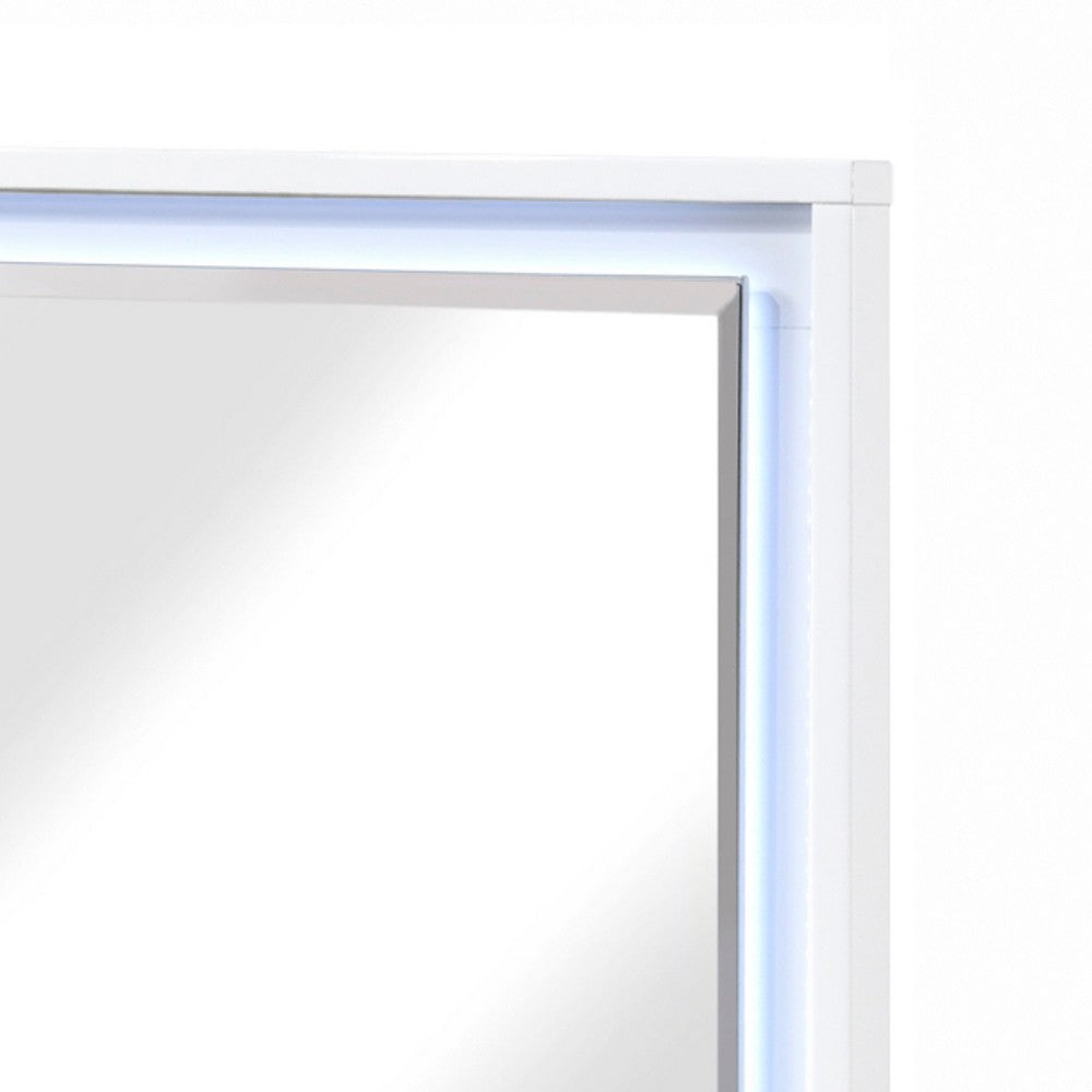 Oly Vanity Dresser Mirror, Glossy White Frame with LED, 37 x 47 - BM351916