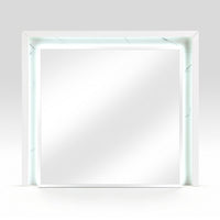 Cyna Dresser Mirror, LED Faux Marble Panels, High Gloss White 39 x 44 - BM351917