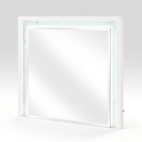 Cyna Dresser Mirror, LED Faux Marble Panels, High Gloss White 39 x 44 - BM351917