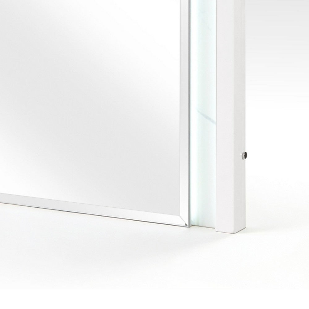 Cyna Dresser Mirror, LED Faux Marble Panels, High Gloss White 39 x 44 - BM351917