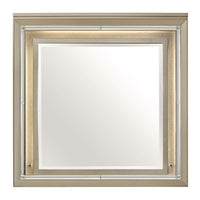 Loy Vanity Dresser Mirror,Metallic Champagne Gray, LED Frame 38 x 38 - BM351919